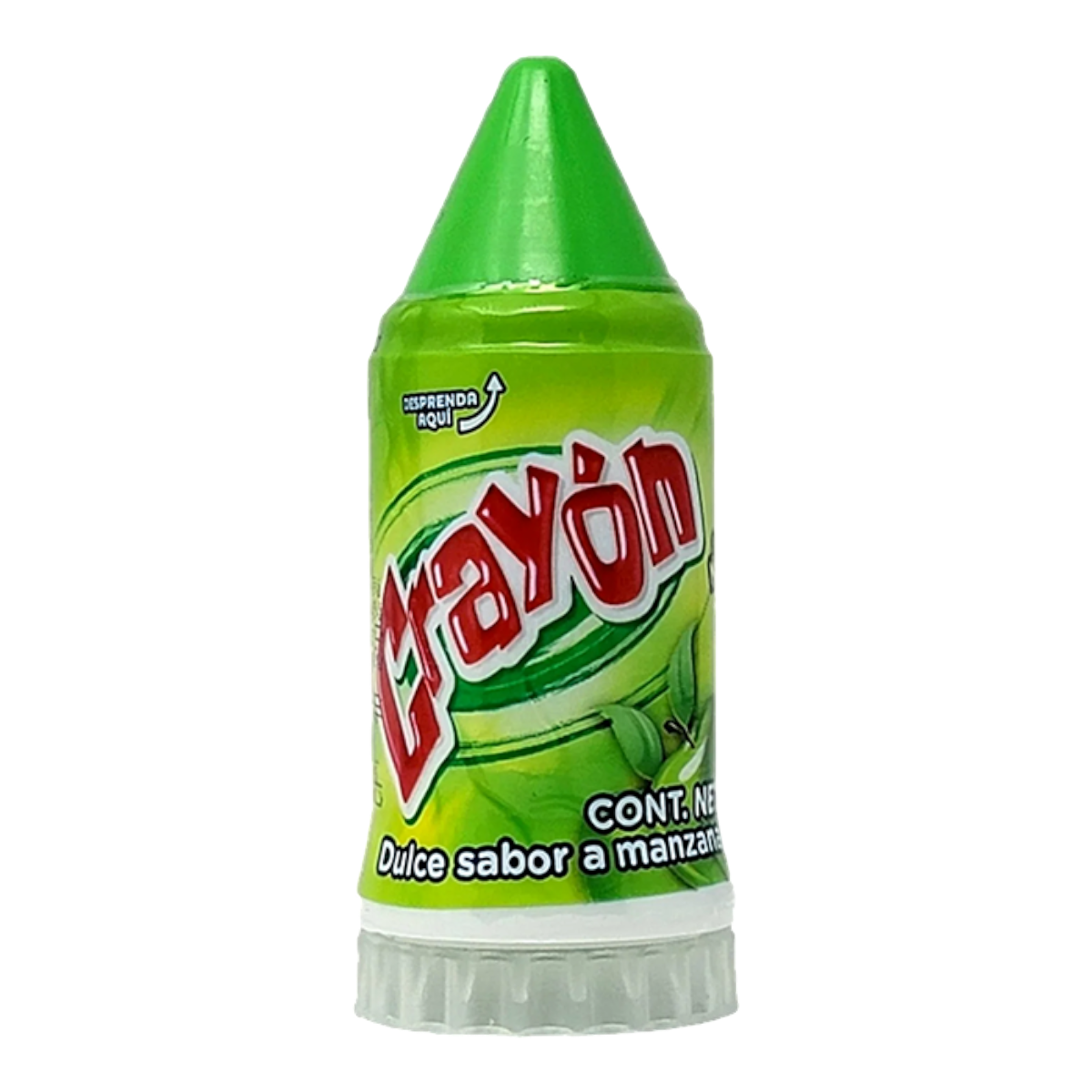 Crayon California Leaf sabor manzana verde en envase compacto de color verde con tapa cónica