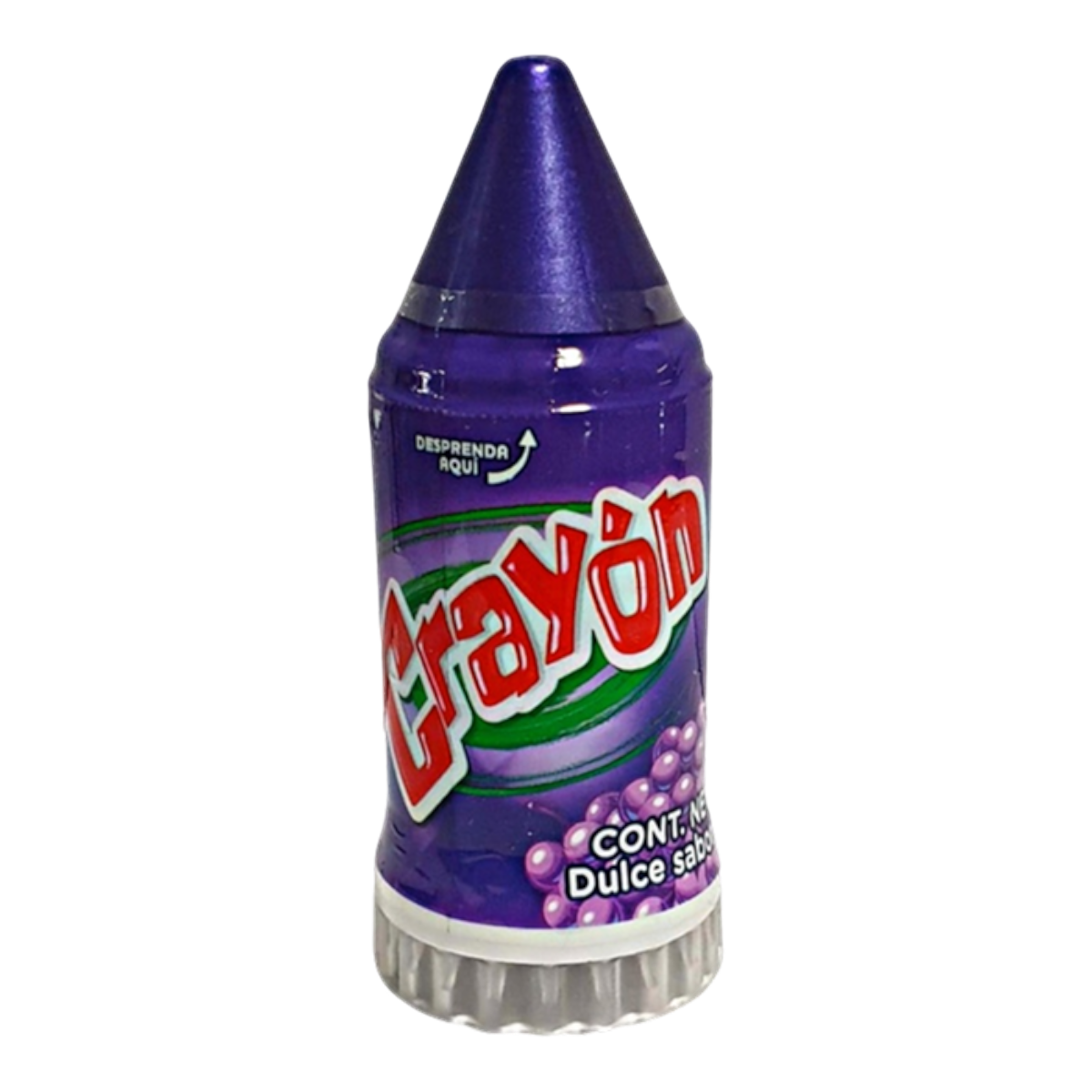 Dulce en gel líquido sabor uva California Leaf con empaque morado en forma de crayón