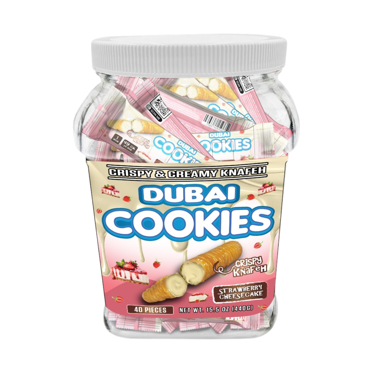 Dubai Cookies Crispy & Creamy Knafeh 1pz Snacks Strawberry Cheesecake