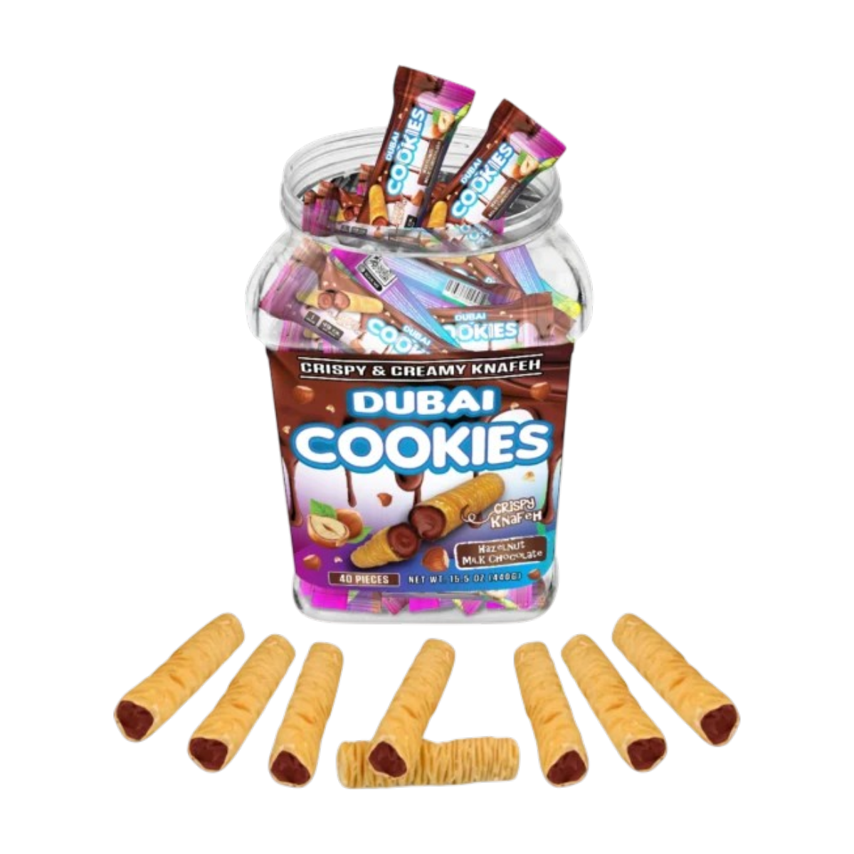 Dubai Cookies Crispy & Creamy Knafeh 1pz Snacks Hazelnut Milk Chocolate