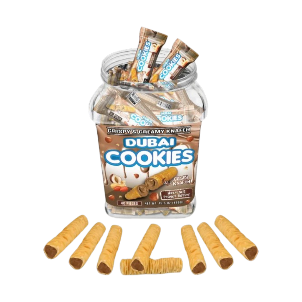 Dubai Cookies Crispy & Creamy Knafeh 1pz Snacks Hazelnut Peanut Butter