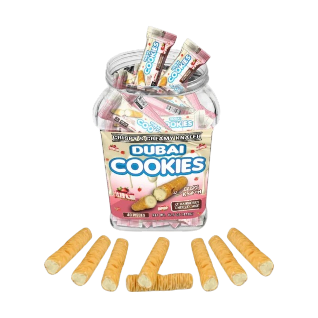 Dubai Cookies Crispy & Creamy Knafeh 1pz Snacks Strawberry Cheesecake