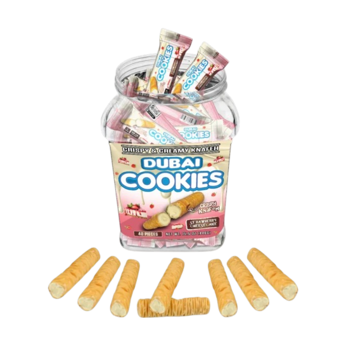 Dubai Cookies Crispy & Creamy Knafeh 1pz Snacks Strawberry Cheesecake